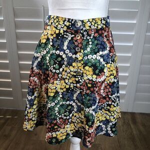 Vtg 90s Esprit A Line Mini Skirt Sheer Chiffon Floral XS Blue Yellow Cute Flirt